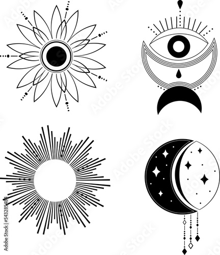 Isoteric mystical symbols set