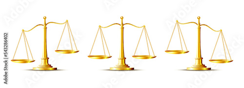 Golden scales. Antique measuring device, Beam balance weight scales
