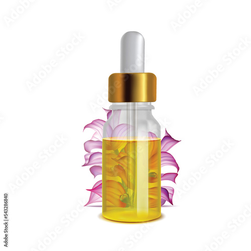 Clary Sage Oil Bottle in Realistic Style
