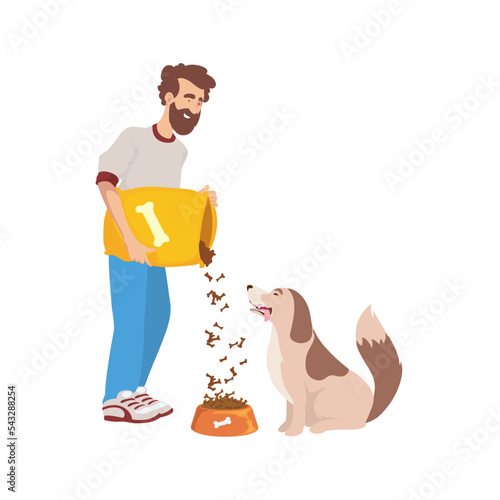 man feeding a dog