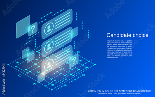 Candidate choice flat 3d isometric vector concept illustration
