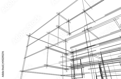 Abstract architectural drawing vector illustration on white background