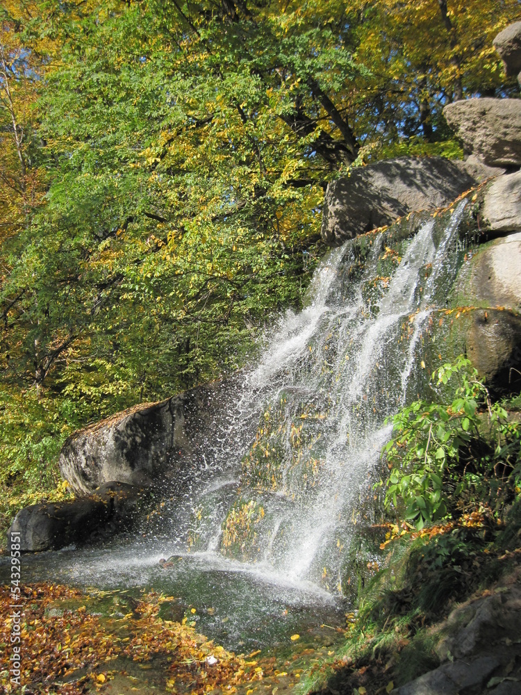 Obraz premium waterfall in autumn forest