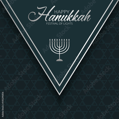 Holiday greeting card for Hanukkah Jewish holiday. Luxury stylish design for banner, celebration card or poster.