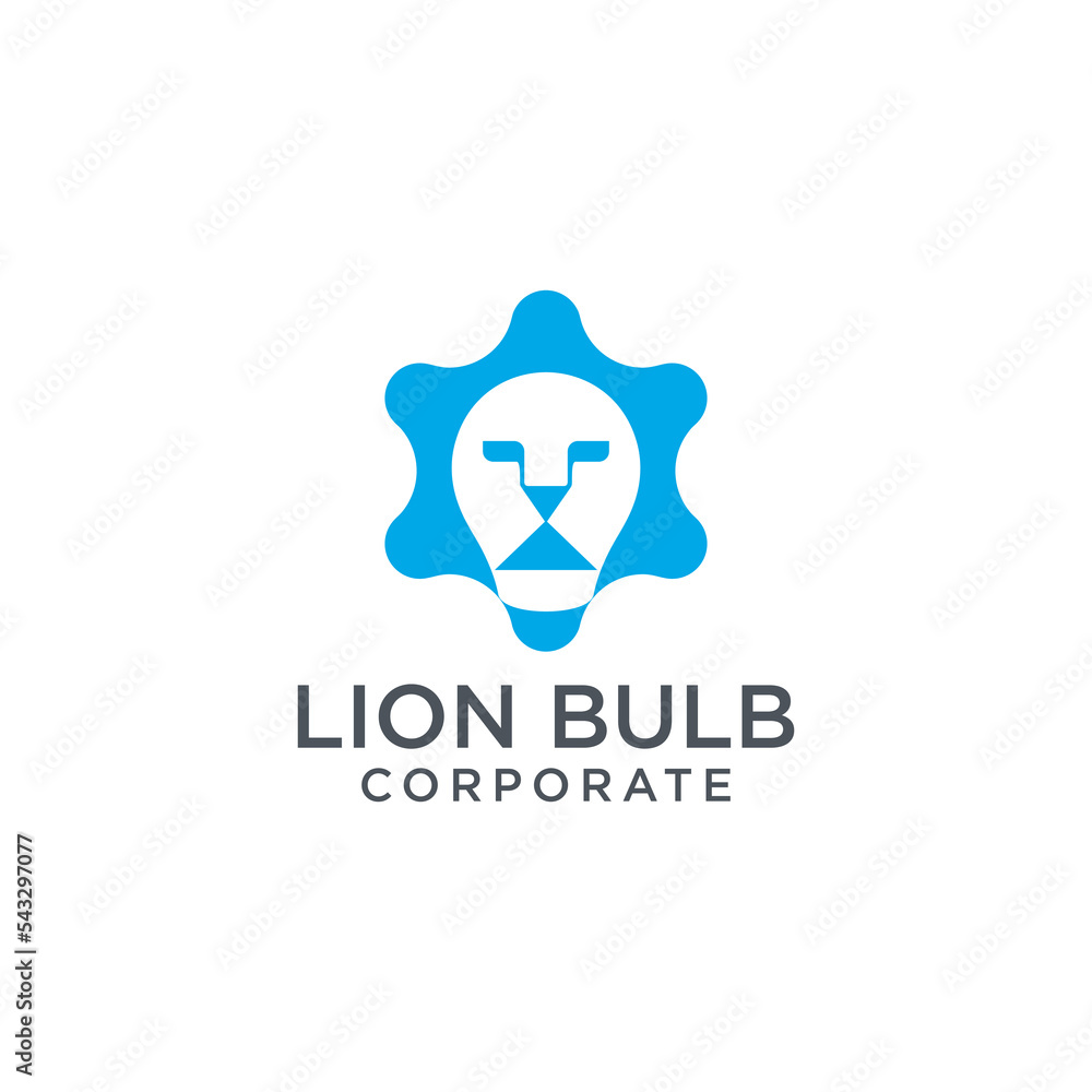 Bulb and Lion technology app modern logo design