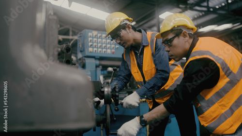 Asian workers work in factories.