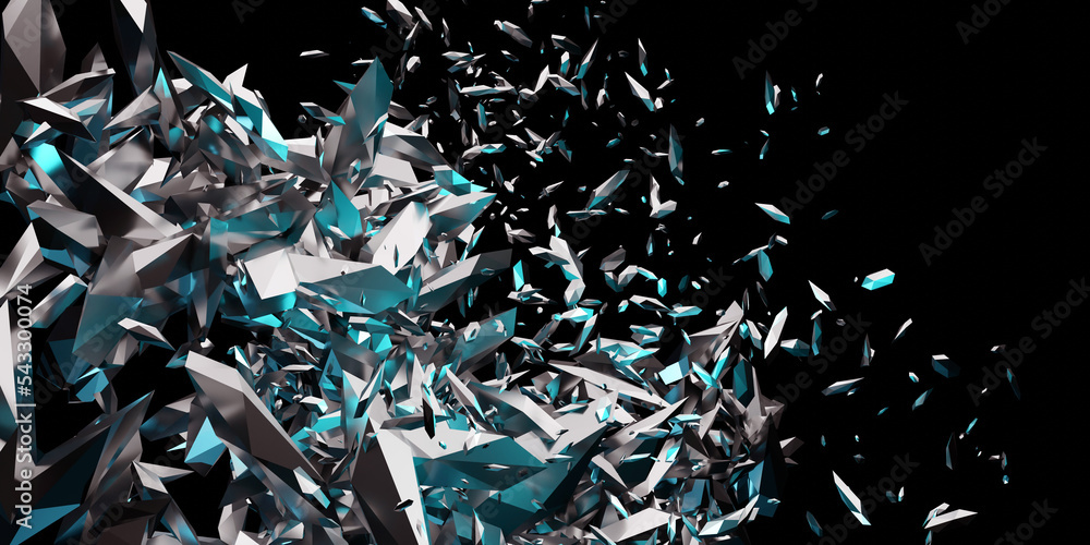 Explosion fragments debris dust elements broken glass scattered scattered black background 3d illustration Explosion fragments debris dust elements broken glass scattered scattered black background 3d illustration