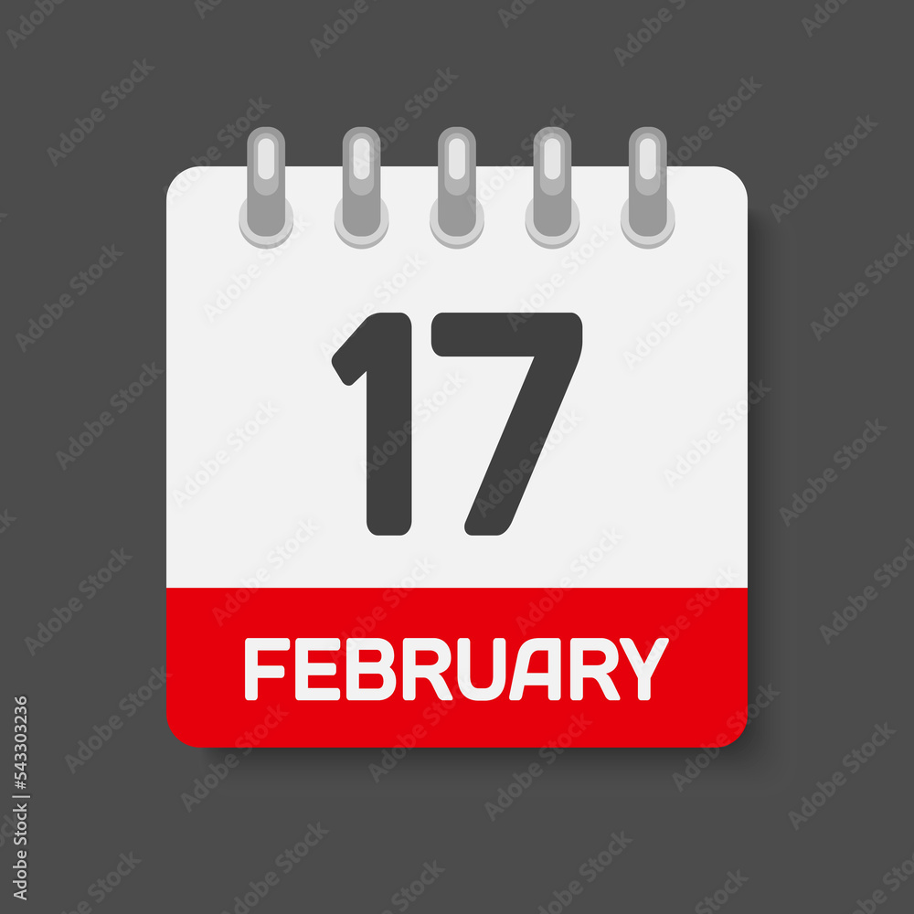 Icon day date 17 February, template calendar page Icon day date 17 February, template calendar page