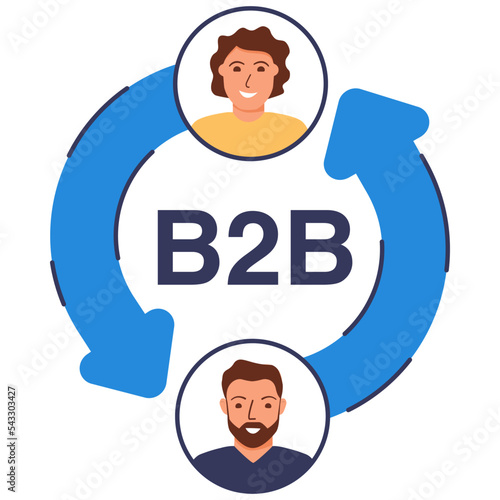 B2b icon isolated on white background vector illustration. Business to business.Communication between two people. Marketing sign design concept.Isolated on white background.