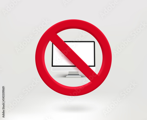 Forbidden for gadgets concept with monitor icon. 3d vector illustration Free Download Forbidden for gadgets concept with monitor icon. 3d vector illustration - GFXLoad