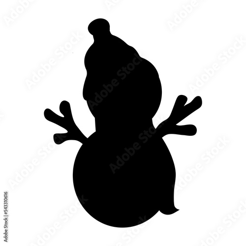 Snowman silhouette. Snowman on a white background. Vector illustration
