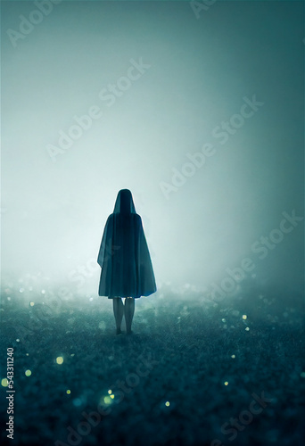 Ghost in a foggy forest