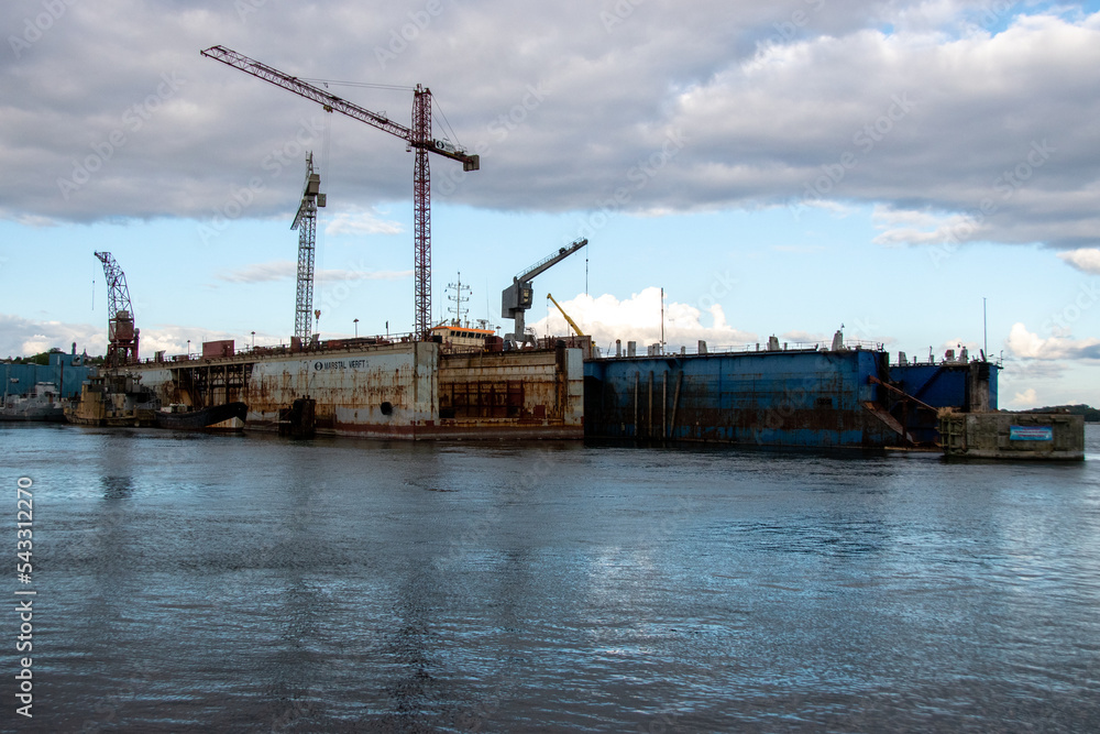 cranes in the harbor and wharf