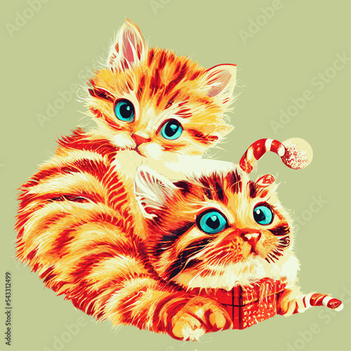 Two red kittens playing with each other