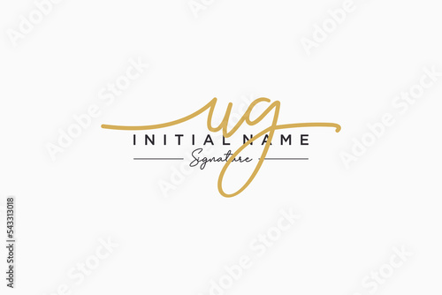 Initial UG signature logo template vector. Hand drawn Calligraphy lettering Vector illustration.