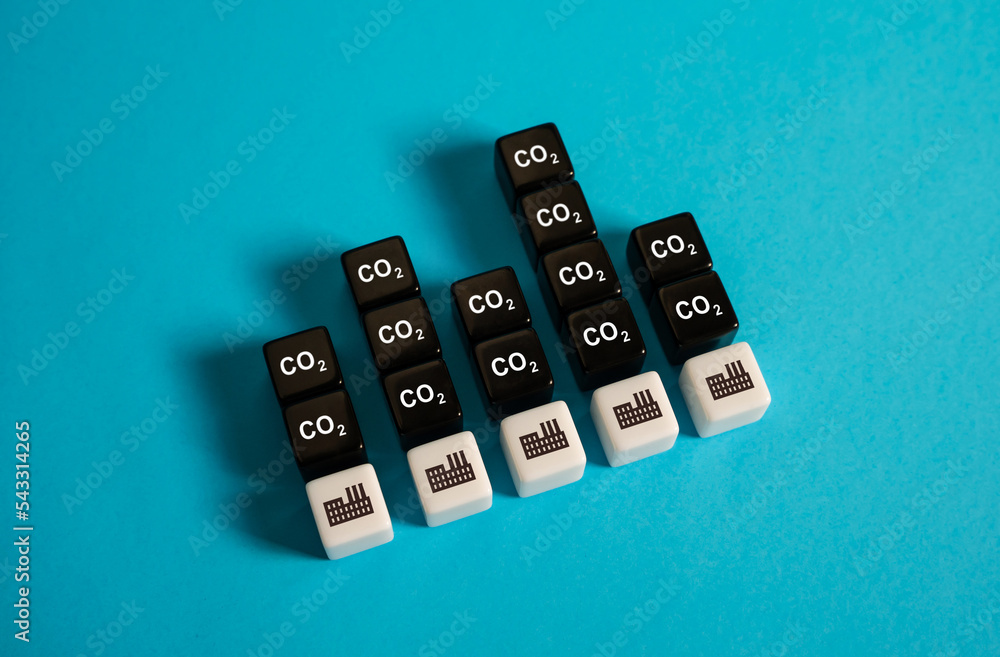 Levels of co2 emissions from industrial factories. Regulation quotas