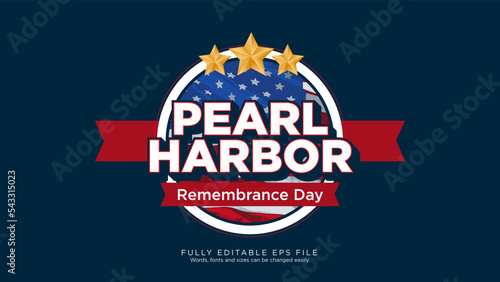 Pearl Harbor Remembrance Day Text Effect Font Type Circle Badge
