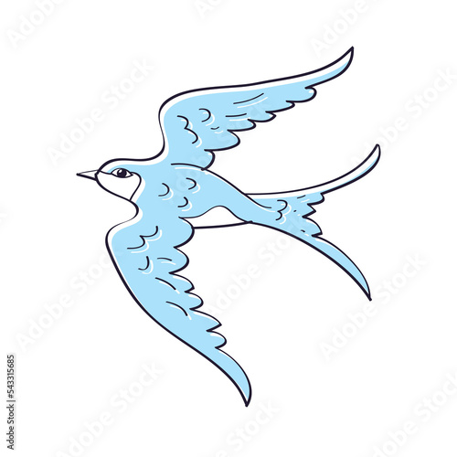Flying swallow bird isolated vector illustration