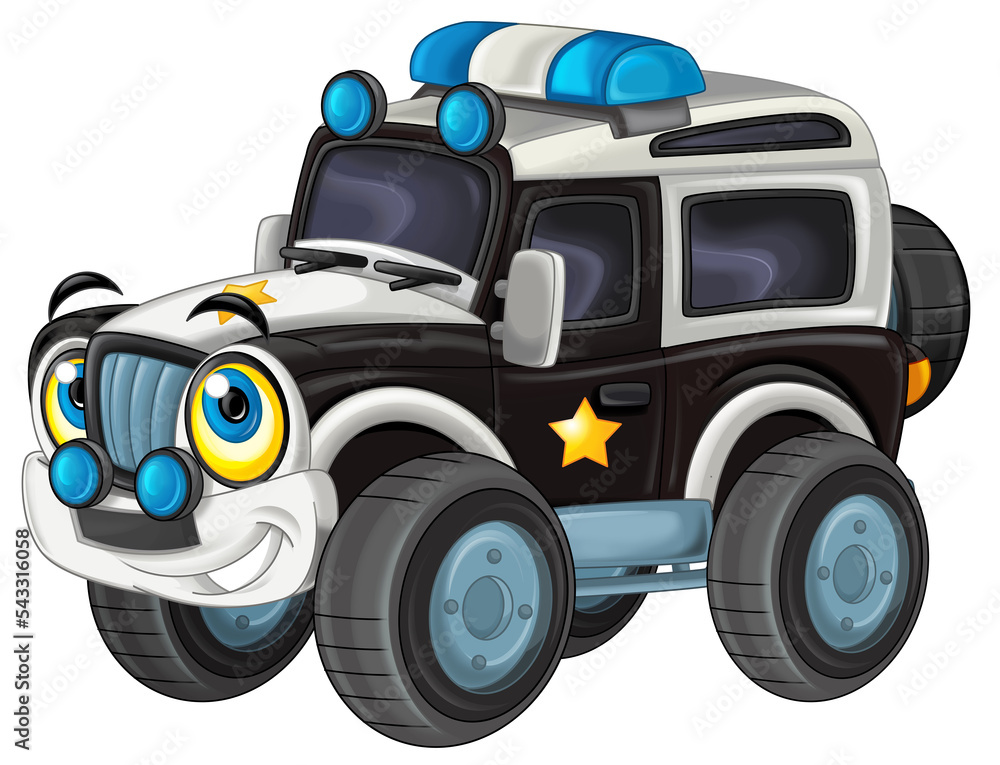 Happy Cartoon Off Road Heavy Truck Car Isolated Illustration Stock ...