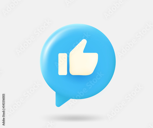 Speech cloud with thumbsup sign. Best choice concept. 3d vector isolated illustration