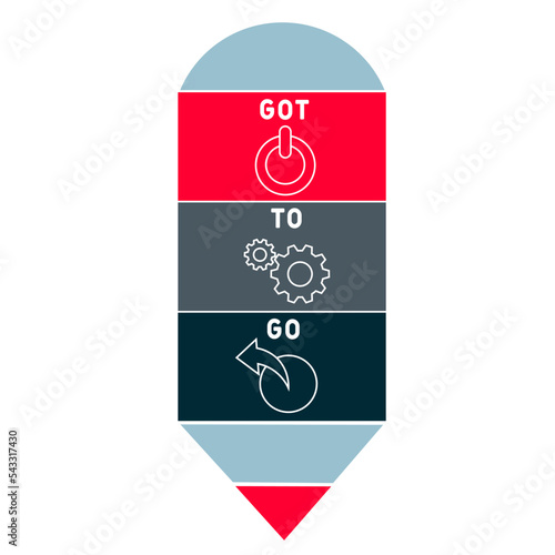 g2g - got to go acronym. business concept background.  vector illustration concept with keywords and icons. lettering illustration with icons for web banner, flyer, landing 