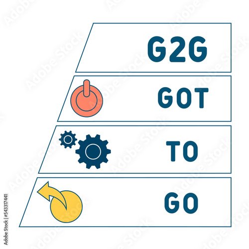 g2g - got to go acronym. business concept background.  vector illustration concept with keywords and icons. lettering illustration with icons for web banner, flyer, landing 