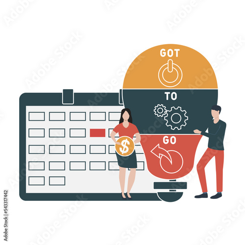 g2g - got to go acronym. business concept background.  vector illustration concept with keywords and icons. lettering illustration with icons for web banner, flyer, landing 