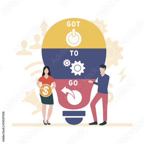g2g - got to go acronym. business concept background.  vector illustration concept with keywords and icons. lettering illustration with icons for web banner, flyer, landing 