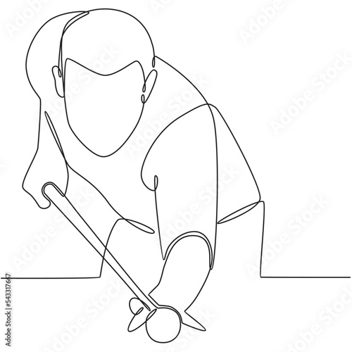 Continuous Line Drawing Billiard Player Vector Line Art Illustration