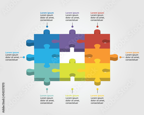 jigsaw graph chart template for infographic for presentation for 8 element