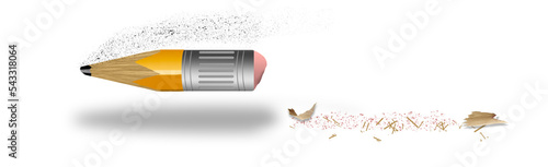 Losing lead, losing rubber, losing wood, this pencil is nearing the end of itâ€™s life in a 3-d illustration that is a metaphor for our lives.