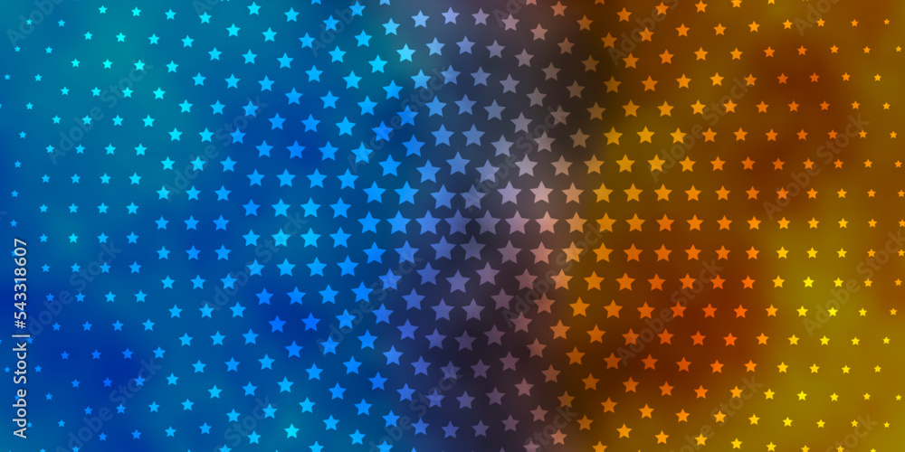 Light Blue, Yellow vector background with small and big stars. Light Blue, Yellow vector background with small and big stars.