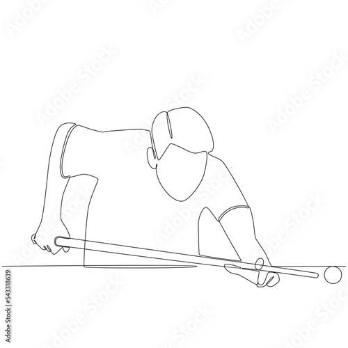 Continuous Line Drawing Billiard Player Vector Line Art Illustration