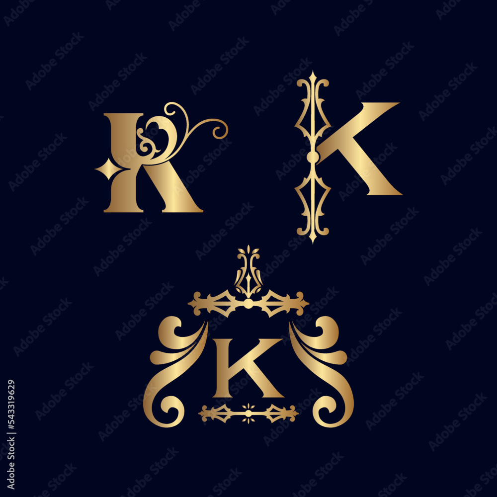 cosmetic gold brand logo letter K