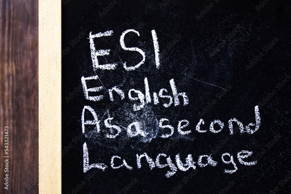 Fototapeta premium Esl - English As A Second Language text concept on chalk board.