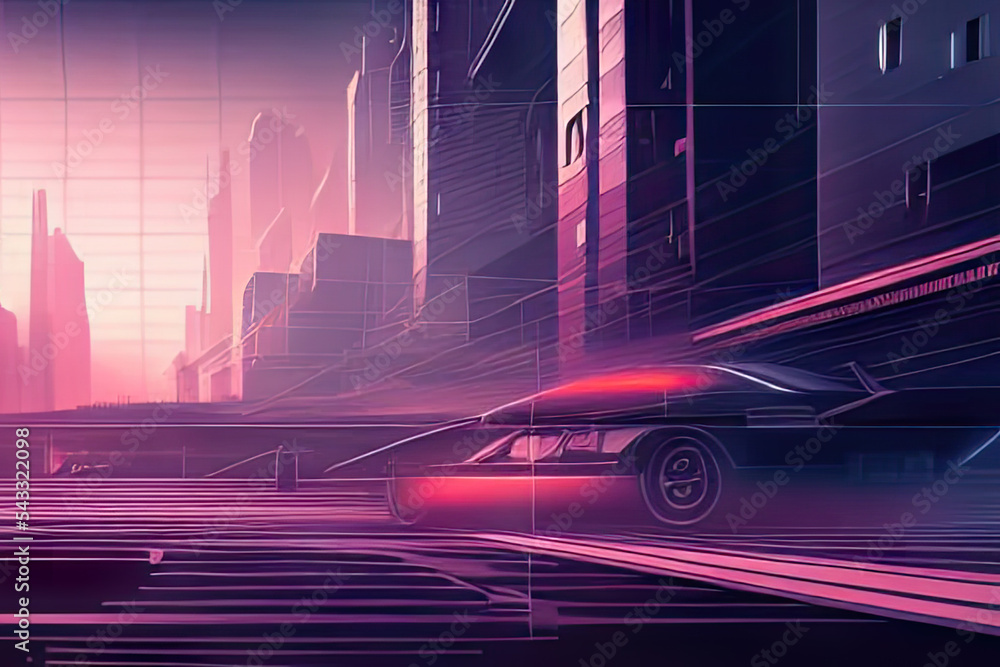 Cyberpunk spacepunk futuristic high-tech city night landscape ...
