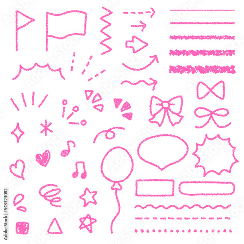 クレヨン素材 手描きイラスト装飾セット いろいろ