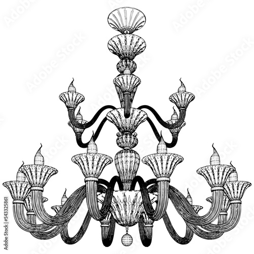 Luster Chandelier Vector. Illustration Isolated On White Background. A vector illustration Of A Chandelier.