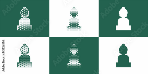 set of icons with a map of continent