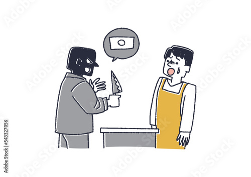 コンビニエンス強盗のイラスト　犯罪や迷惑行為を起こす人