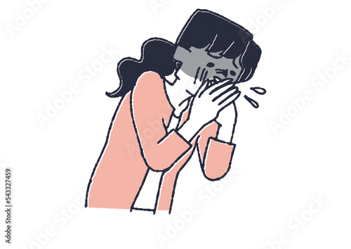 吐き気がする女性　眼精疲労や目の病気に関するイラスト