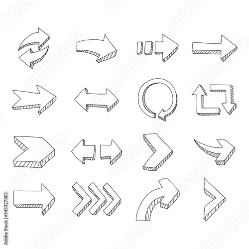 arrow Hand drawn art cute of vector set