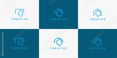 set of business cards with icon