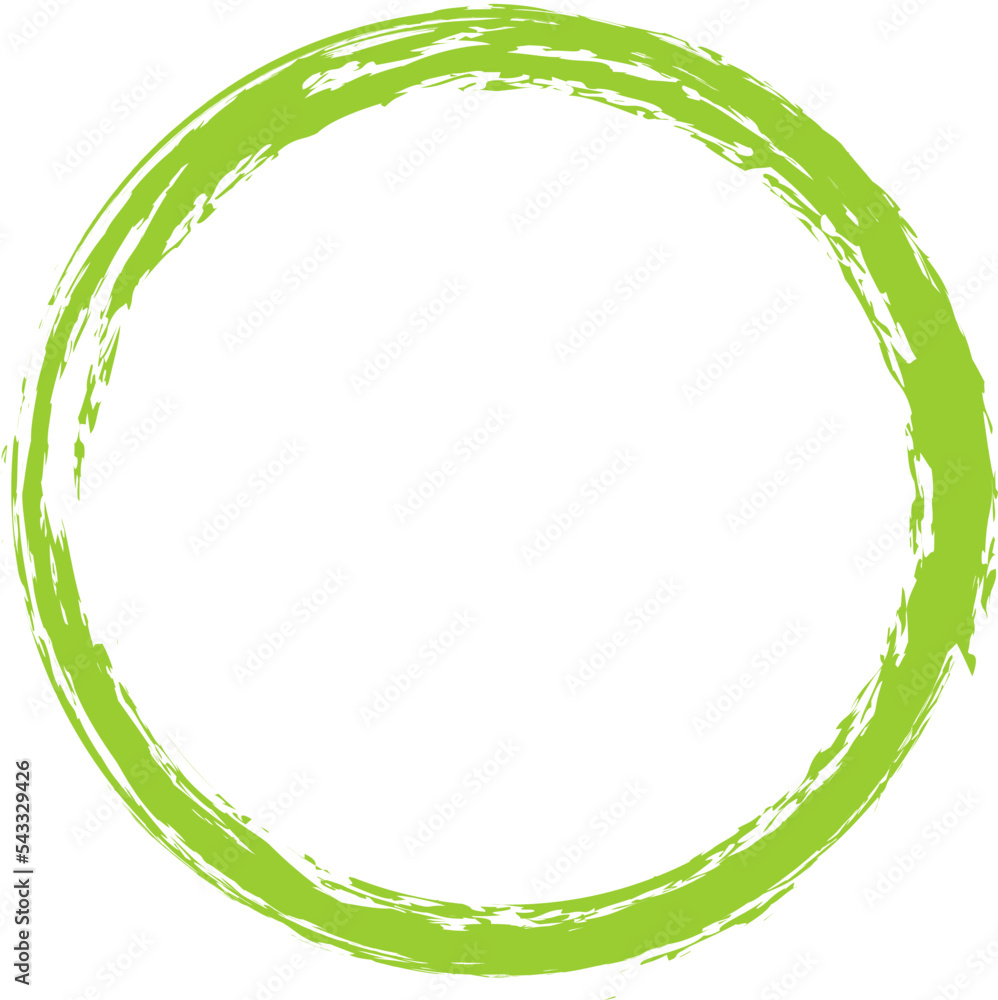 Green circle brush stroke vector isolated on white background. Green