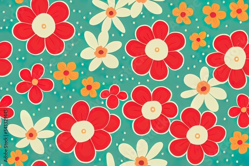 2d illustrated seamless pattern with flowers . Cute doodle flower background.