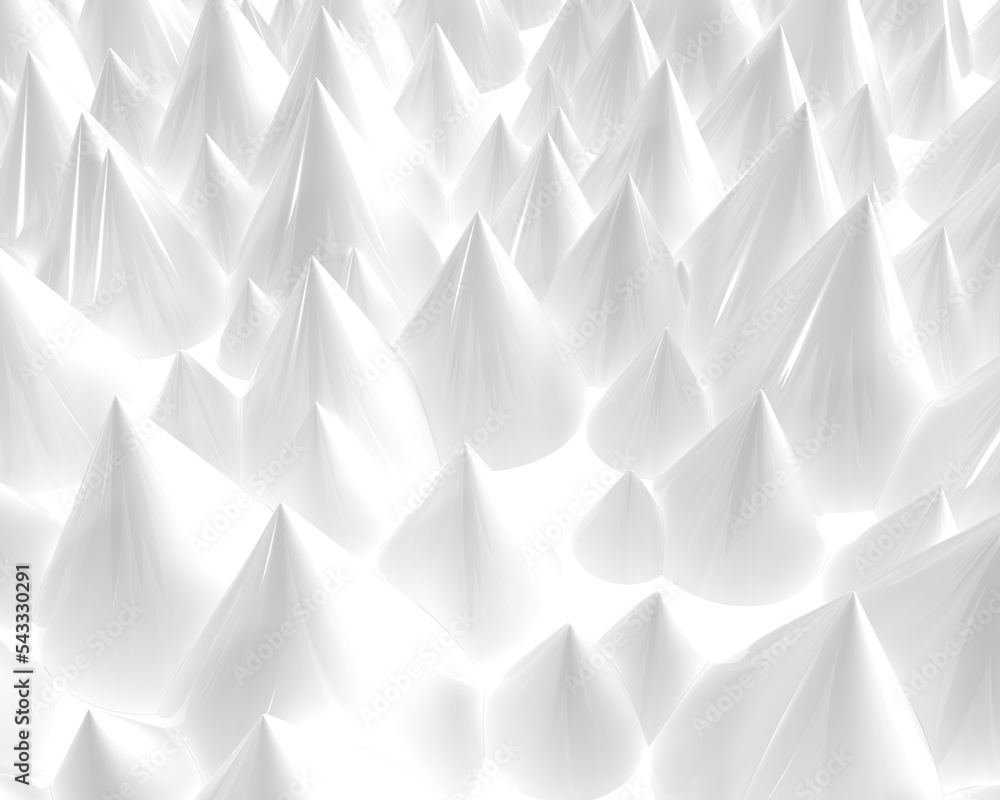 Three dimensional model. Pointed white peaks. Stock Illustration