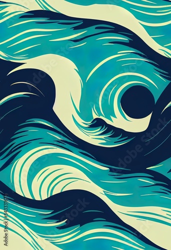 Wave rider west coast California surfing team grunge abstract 2d illustrated seamless pattern for children wear