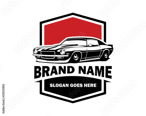 1970 chevy camaro car logo isolated on white background side view. vector illustration available in eps 10.