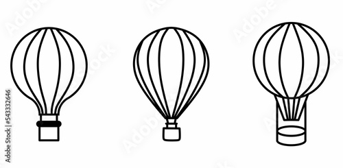 hand drawn hot air balloon icon set isolated on white background.simple line air balloon icon vector