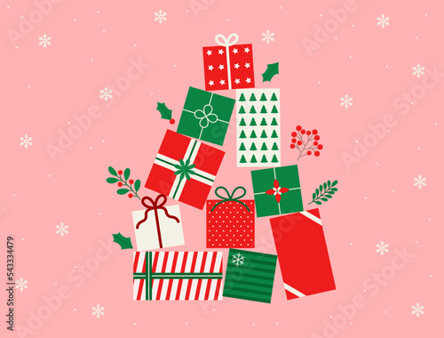 Vector illustrations of Christmas gifts.